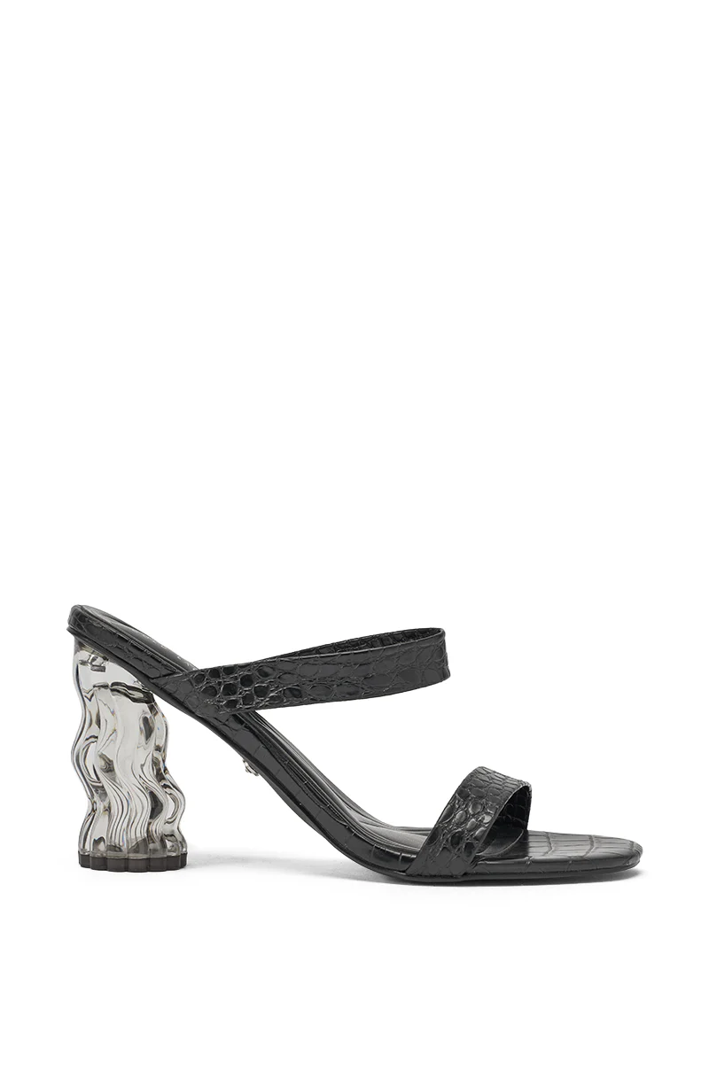 AKIRA GOLD ZARIA BLACK CLEAR HEEL SLIP ON SANDAL - Image 3