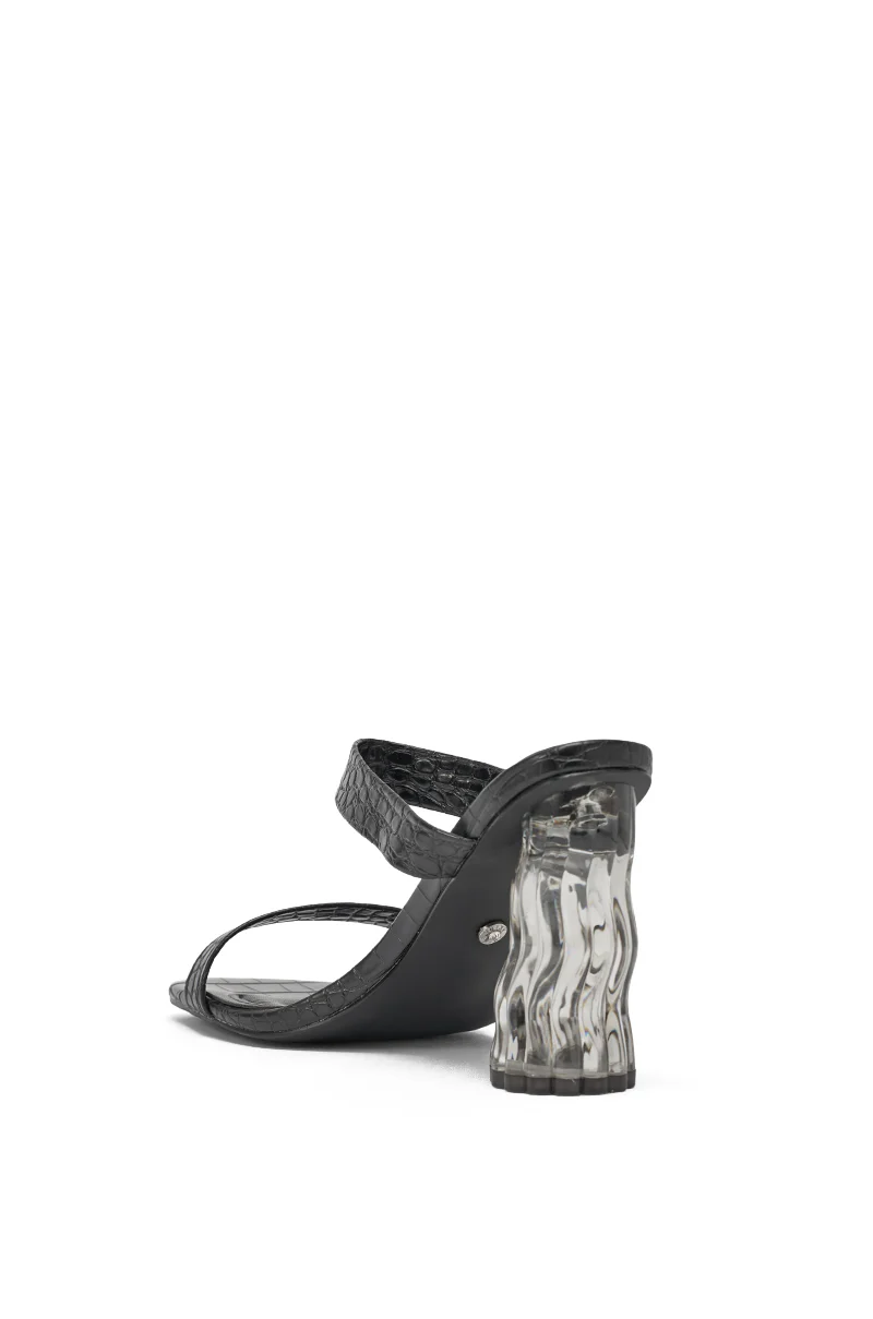 AKIRA GOLD ZARIA BLACK CLEAR HEEL SLIP ON SANDAL - Image 5