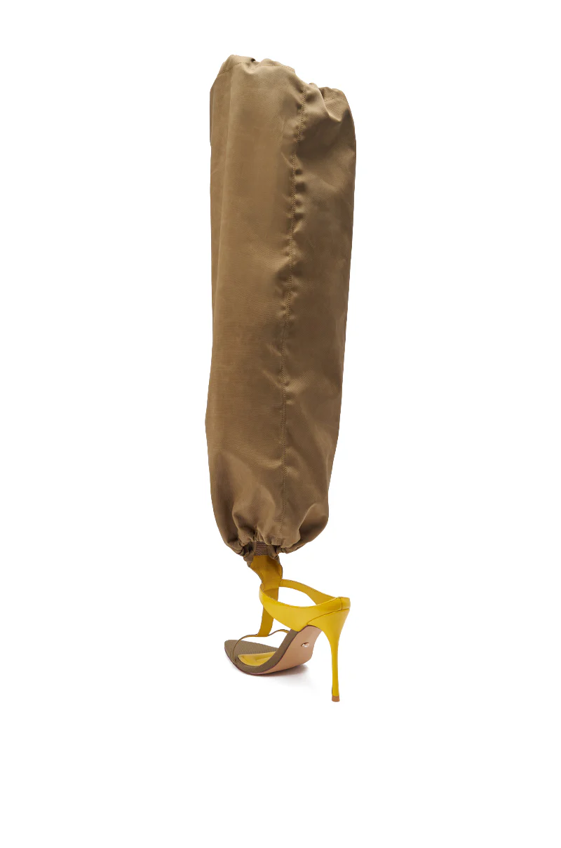 AKIRA GOLD ZIDANE OLIVE CANVAS SLOUCHY STILETTO SANDAL - Image 10