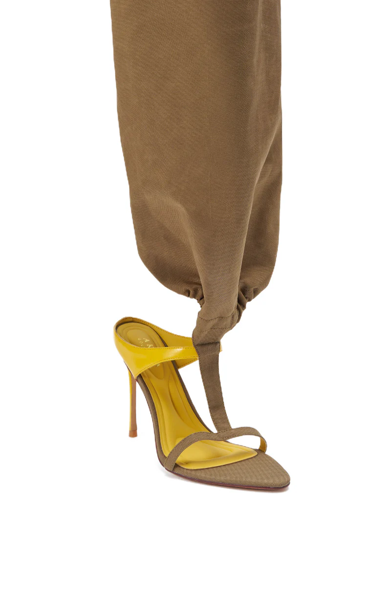 AKIRA GOLD ZIDANE OLIVE CANVAS SLOUCHY STILETTO SANDAL - Image 11