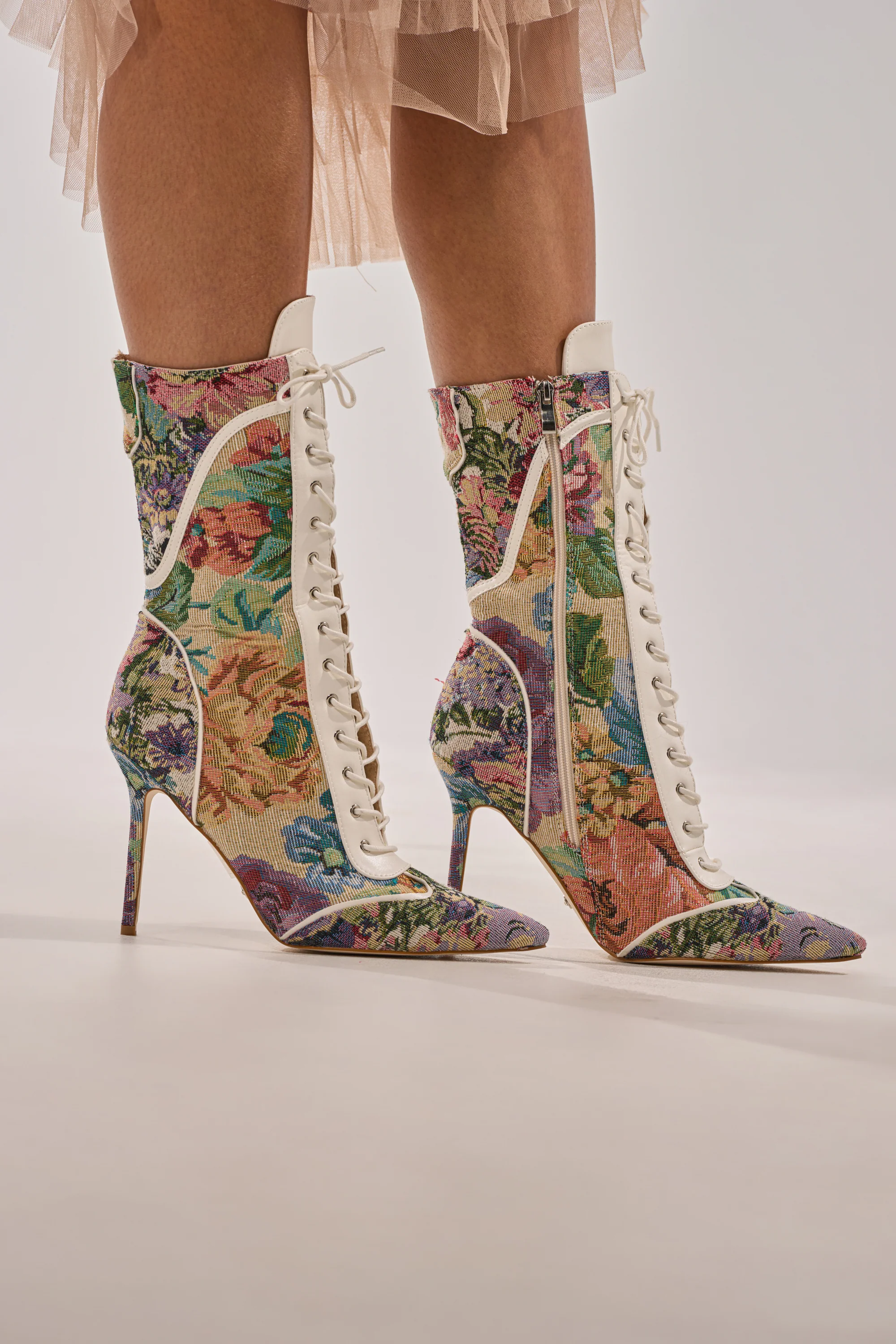 AKIRA GOLD ZOLA MULTI FLORAL STILETTO BOOTIE - Image 2