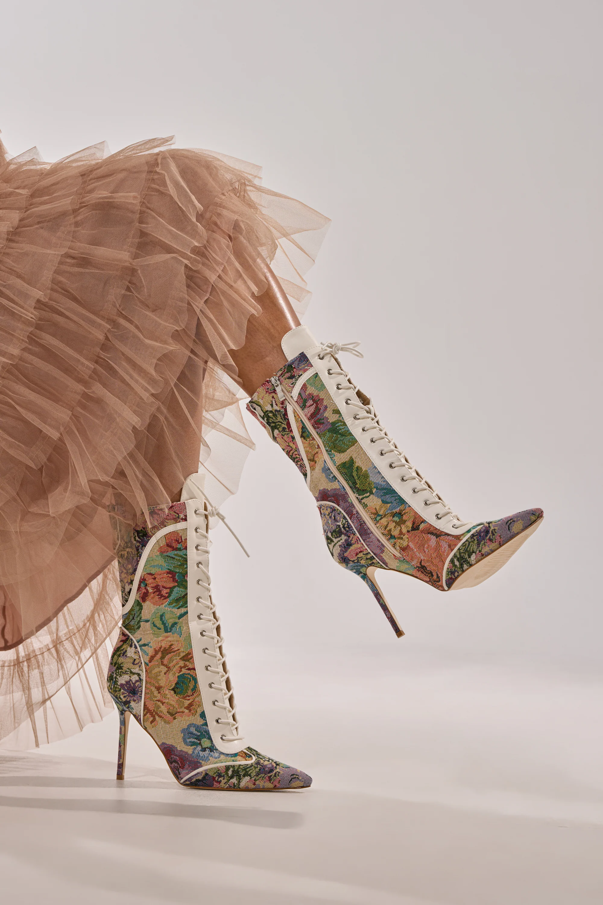 AKIRA GOLD ZOLA MULTI FLORAL STILETTO BOOTIE - Image 3