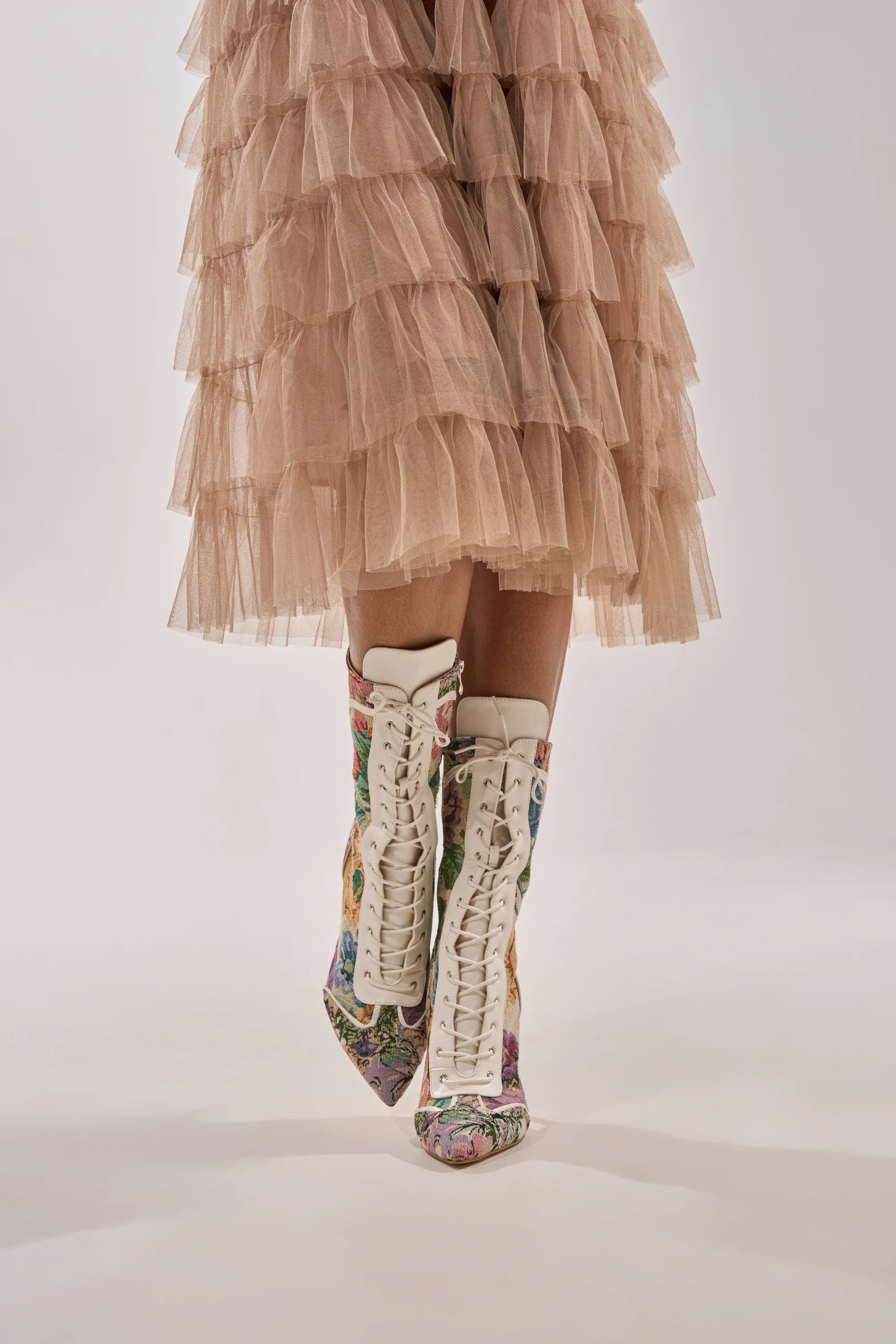 AKIRA GOLD ZOLA MULTI FLORAL STILETTO BOOTIE - Image 4
