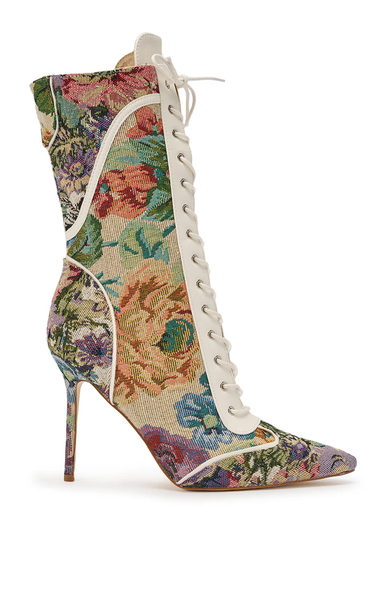 AKIRA GOLD ZOLA MULTI FLORAL STILETTO BOOTIE - Image 5