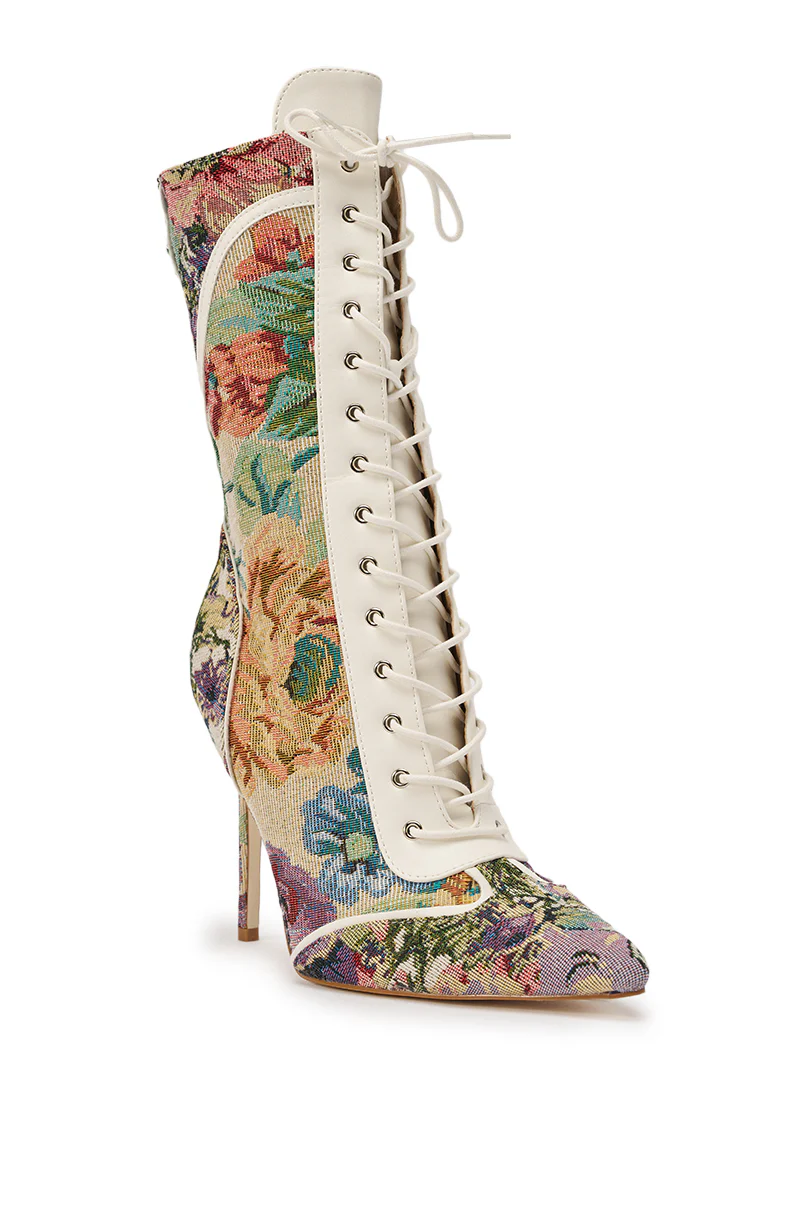 AKIRA GOLD ZOLA MULTI FLORAL STILETTO BOOTIE - Image 6