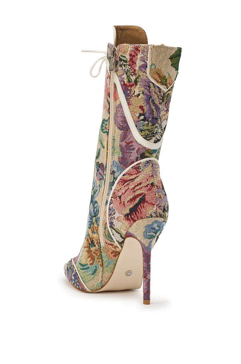 AKIRA GOLD ZOLA MULTI FLORAL STILETTO BOOTIE - Image 7