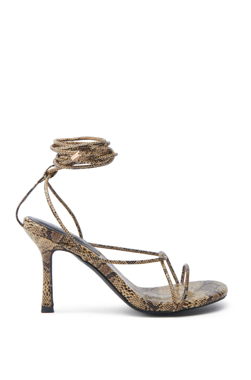 AKIRA HIGH TOWER NUDE SNAKE LACE UP SANDAL - Image 2