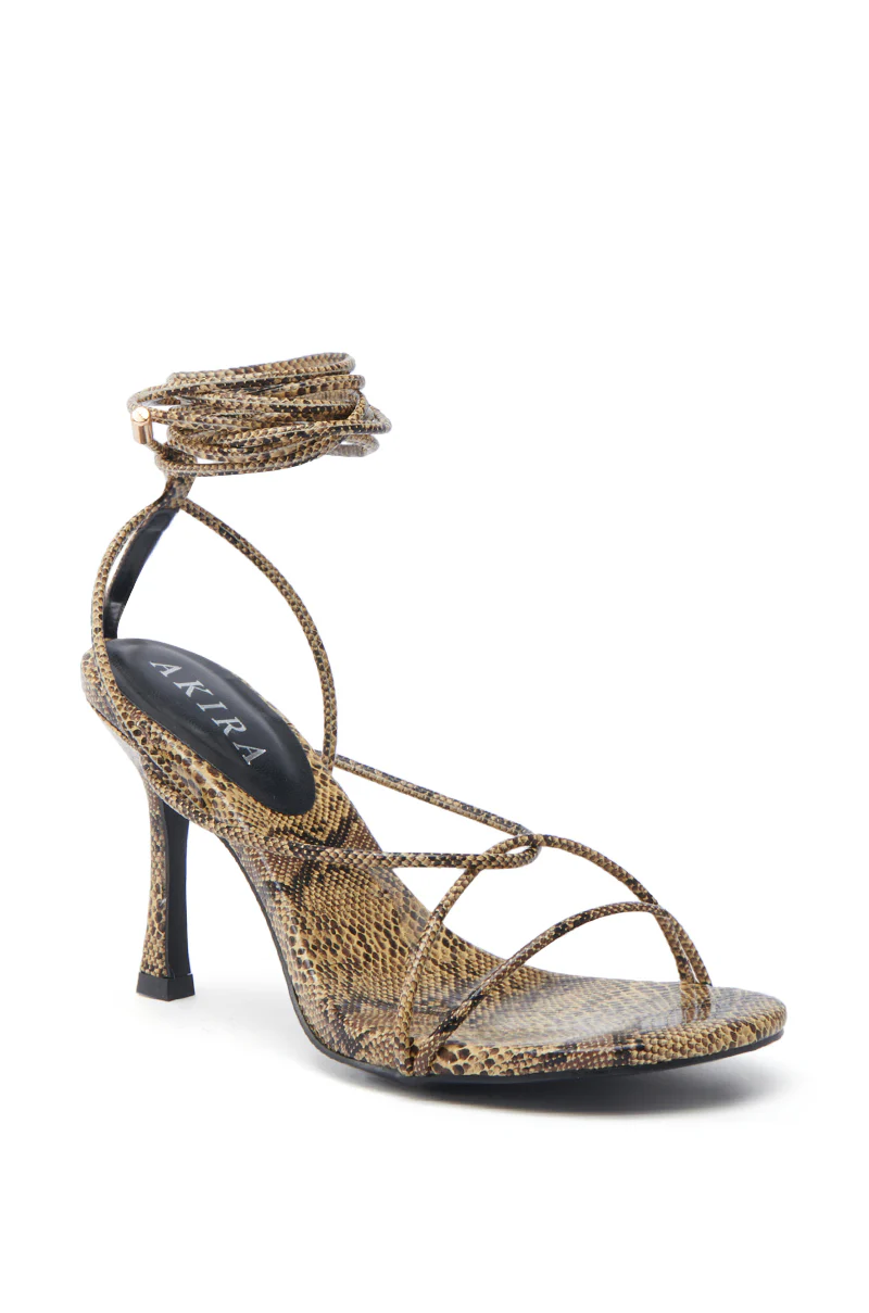 AKIRA HIGH TOWER NUDE SNAKE LACE UP SANDAL - Image 3