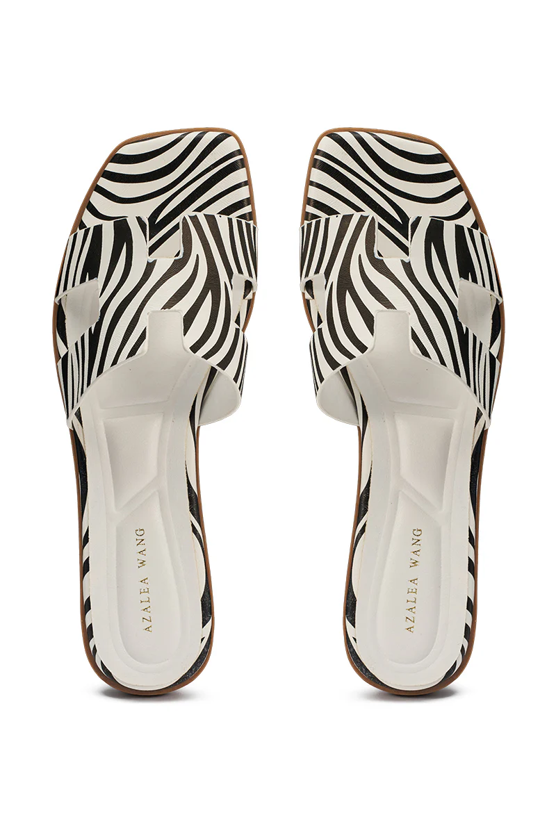 AKIRA HOWDY ZEBRA SLIP ON FLAT SANDAL - Image 4