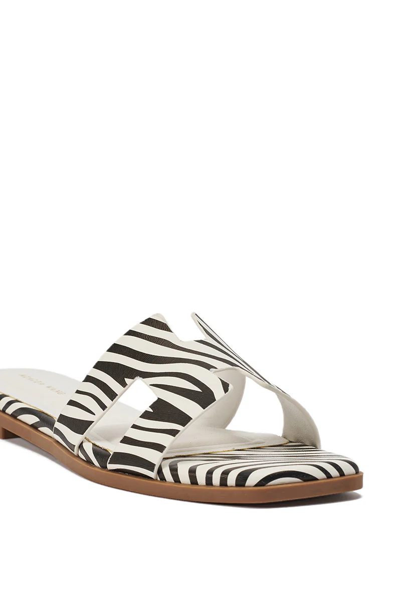 AKIRA HOWDY ZEBRA SLIP ON FLAT SANDAL - Image 8