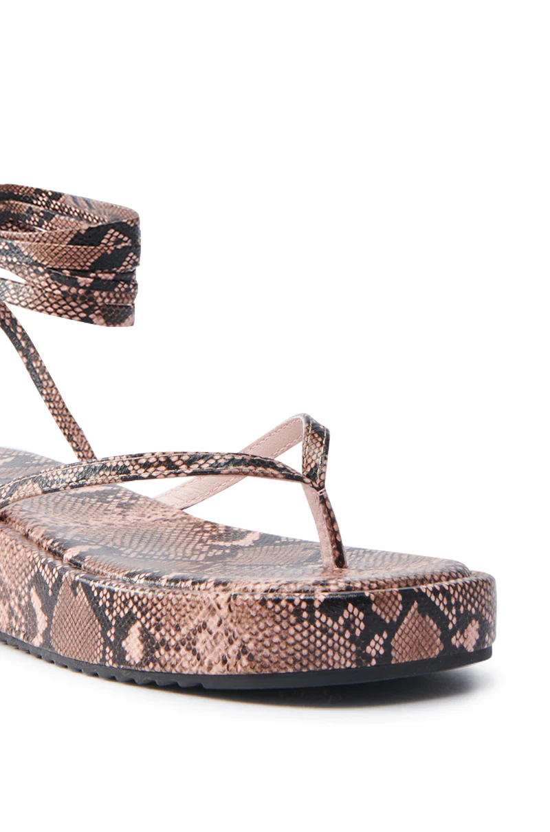 AKIRA IRVINE BROWN SNAKE LACE UP FLAT SANDAL - Image 7