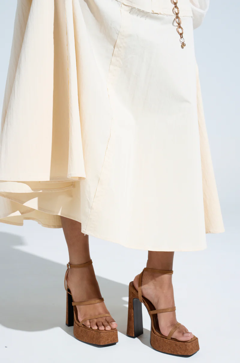 AKIRA KNAPP BROWN CORK PLATFORM SANDAL - Image 7