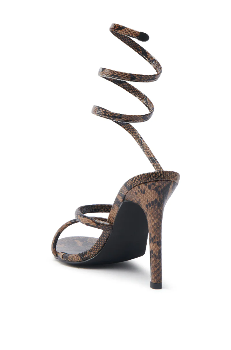 AKIRA LOWRI BROWN SNAKE SPIRAL STILETTO SANDAL - Image 6