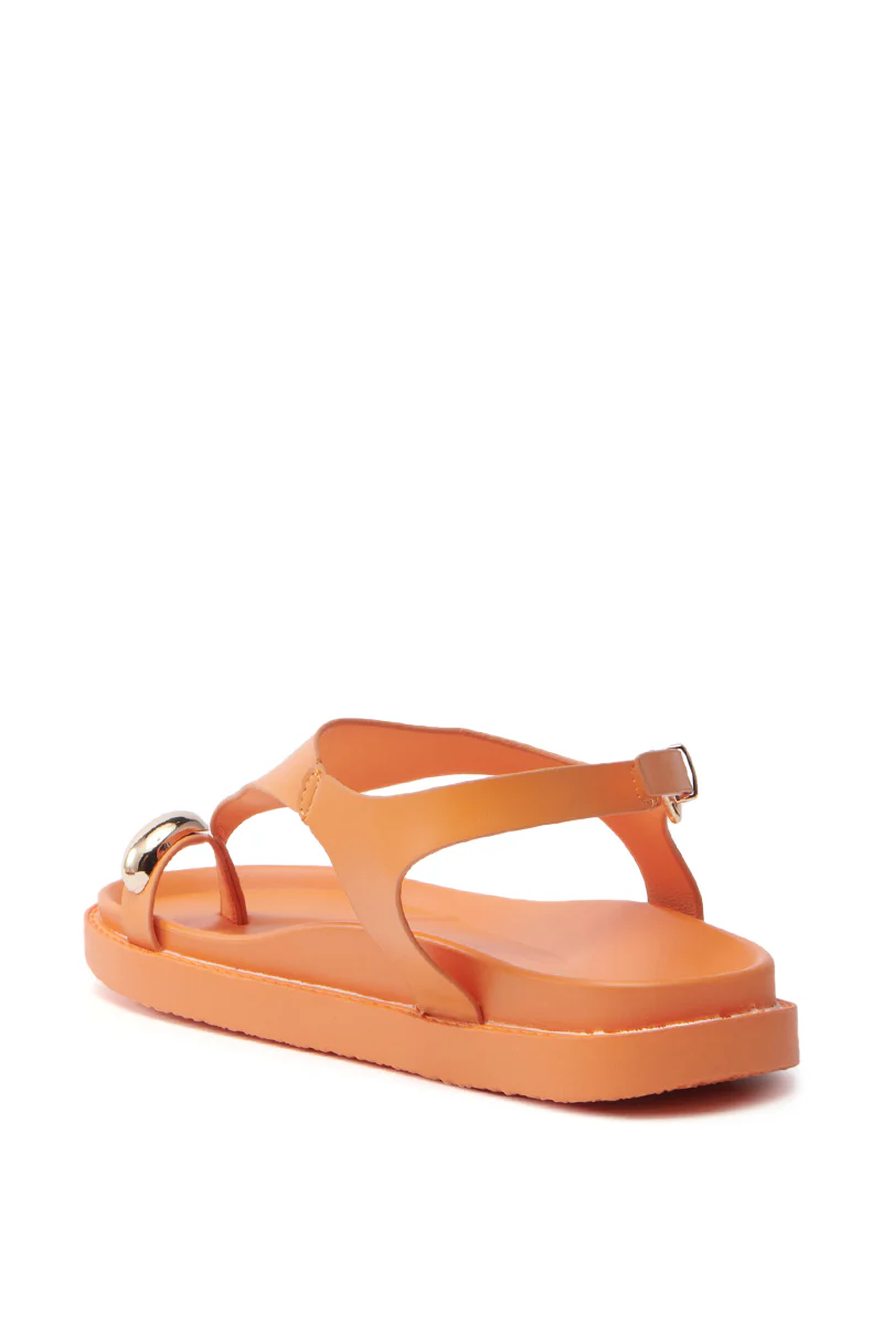 AKIRA NICCOLO ORANGE FLAT SANDAL - Image 4
