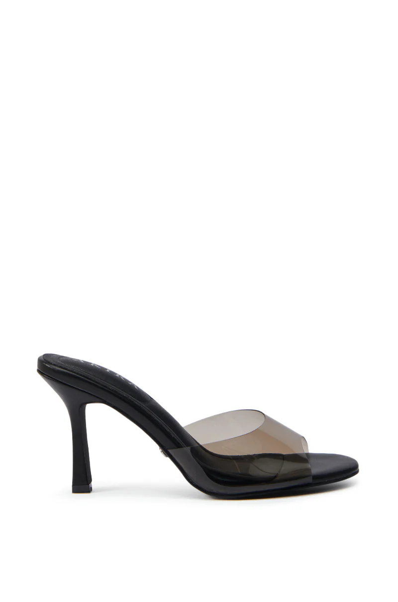 AKIRA RAYA BLACK PVC CHUNKY HEEL SANDAL - Image 3