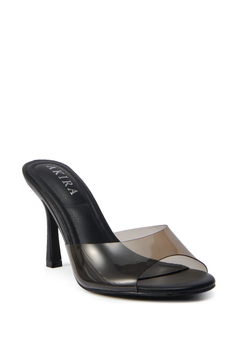 AKIRA RAYA BLACK PVC CHUNKY HEEL SANDAL - Image 4