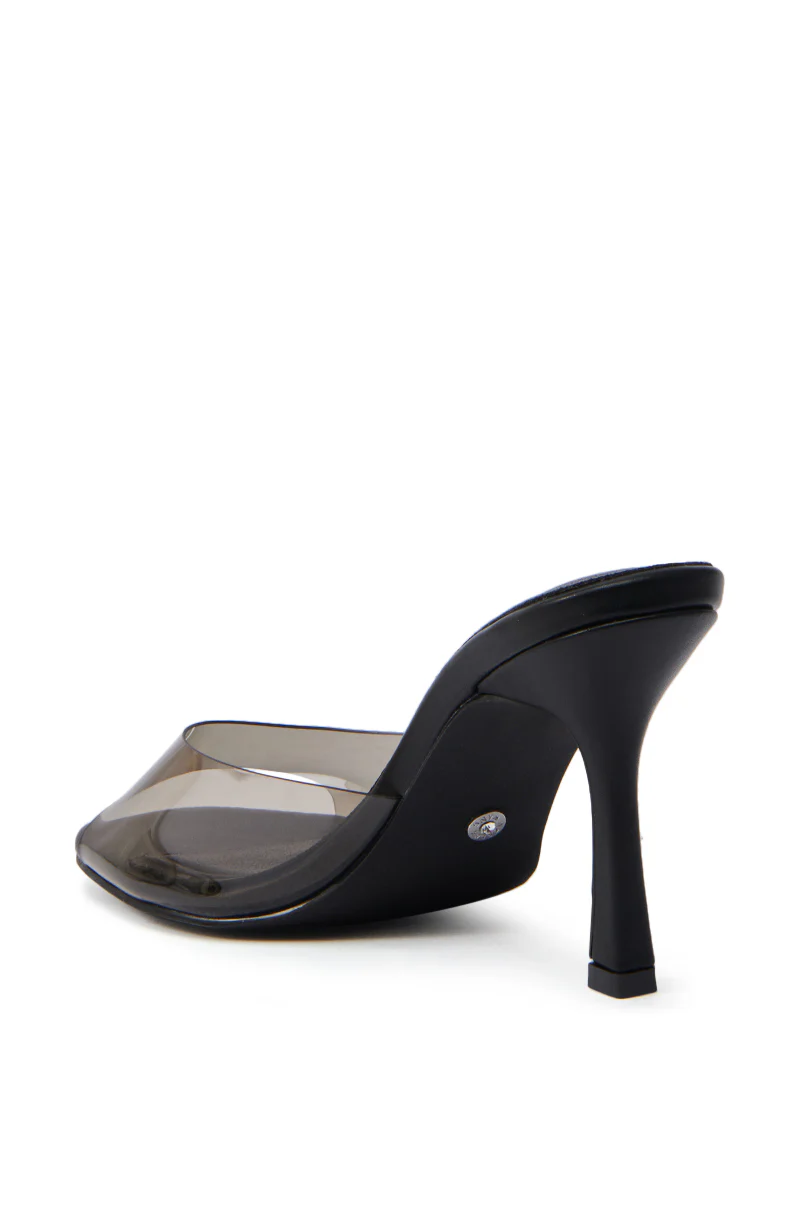 AKIRA RAYA BLACK PVC CHUNKY HEEL SANDAL - Image 5