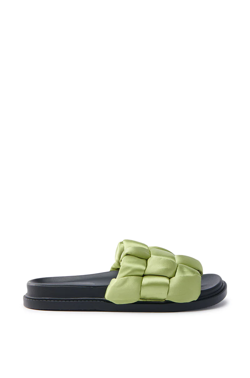 AKIRA REIGNS OLIVE BRAIDED PUFF SLIP ON SANDAL - Image 4