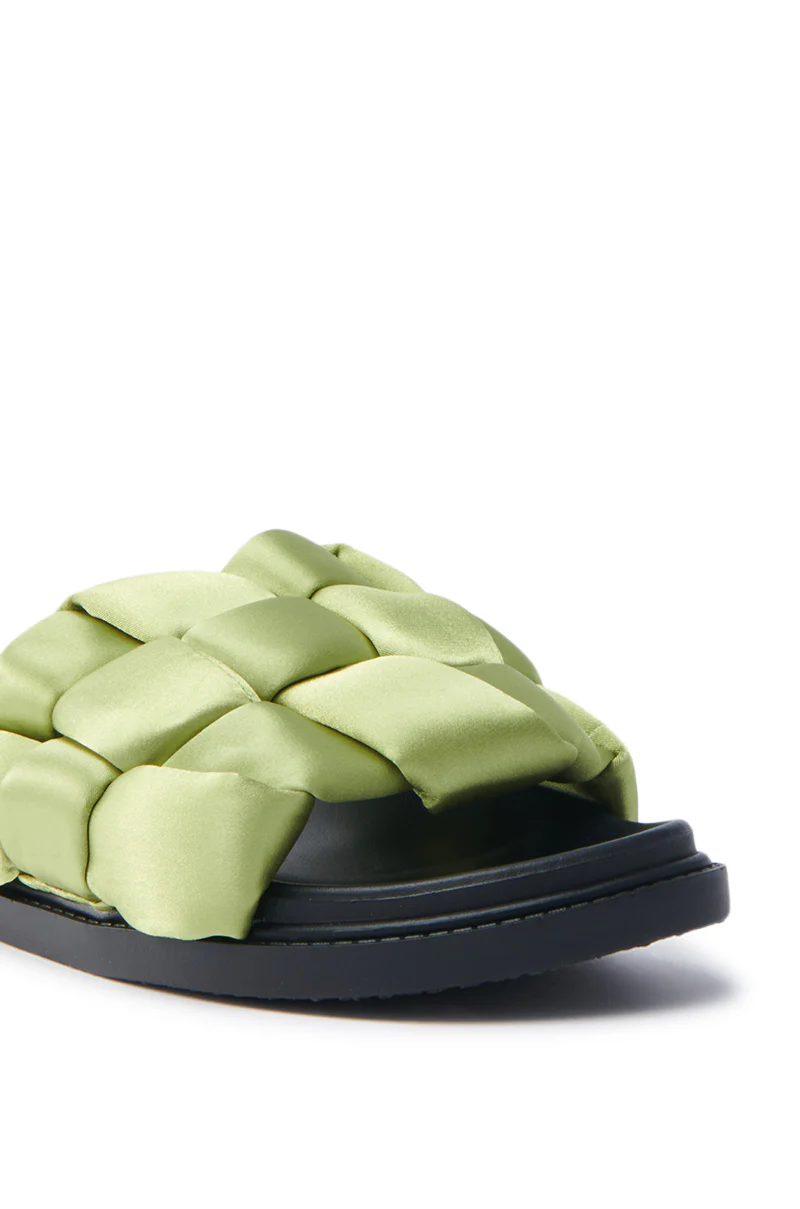 AKIRA REIGNS OLIVE BRAIDED PUFF SLIP ON SANDAL - Image 7