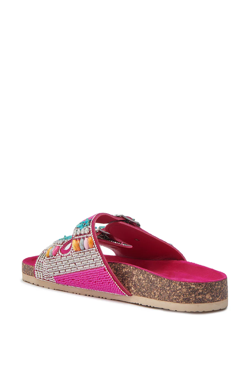 AKIRA RUVY FUCHSIA STONE EMBELLISHED FLAT SANDAL - Image 5