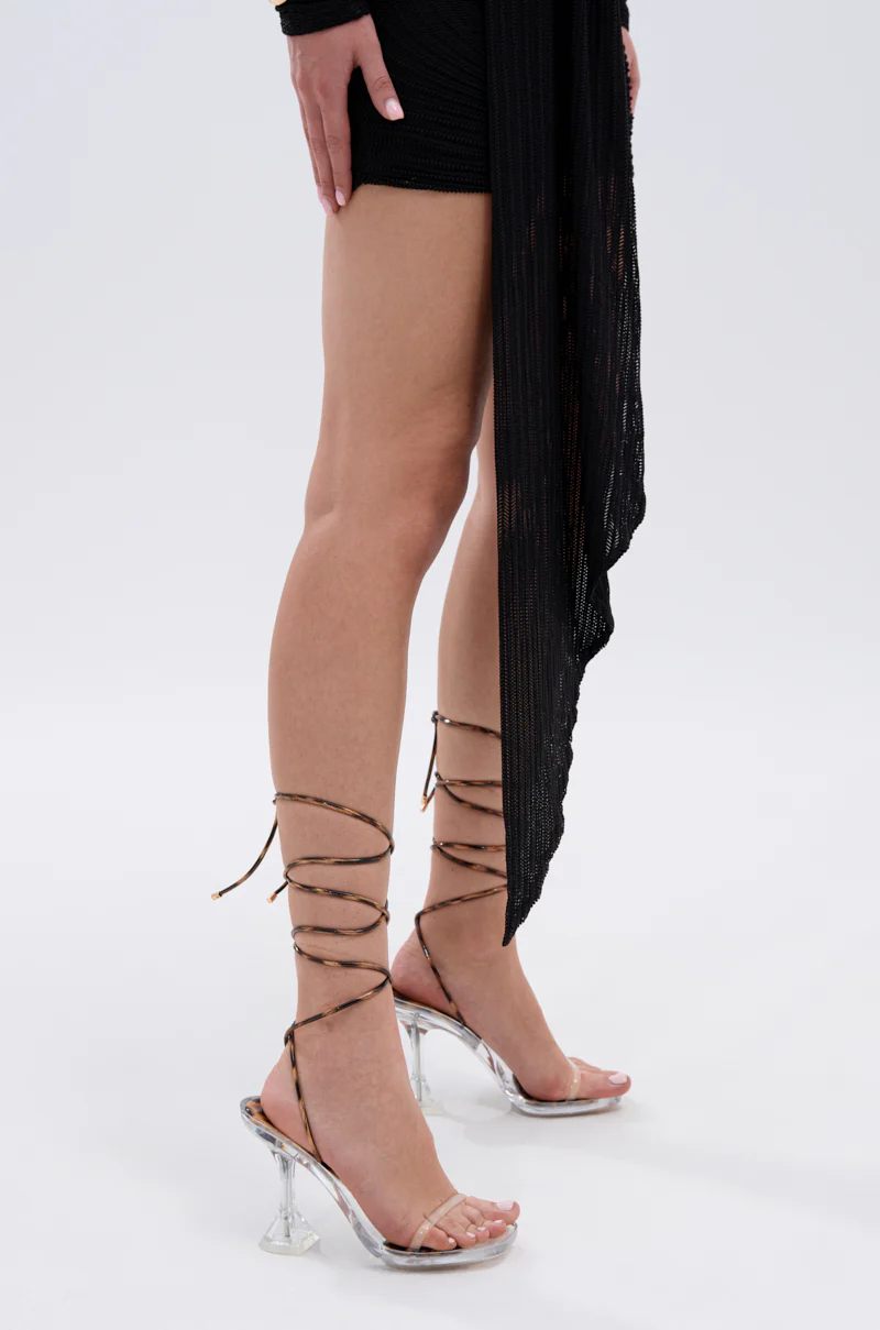 AKIRA TINKER LEOPARD LACE UP CHUNKY SANDAL - Image 3