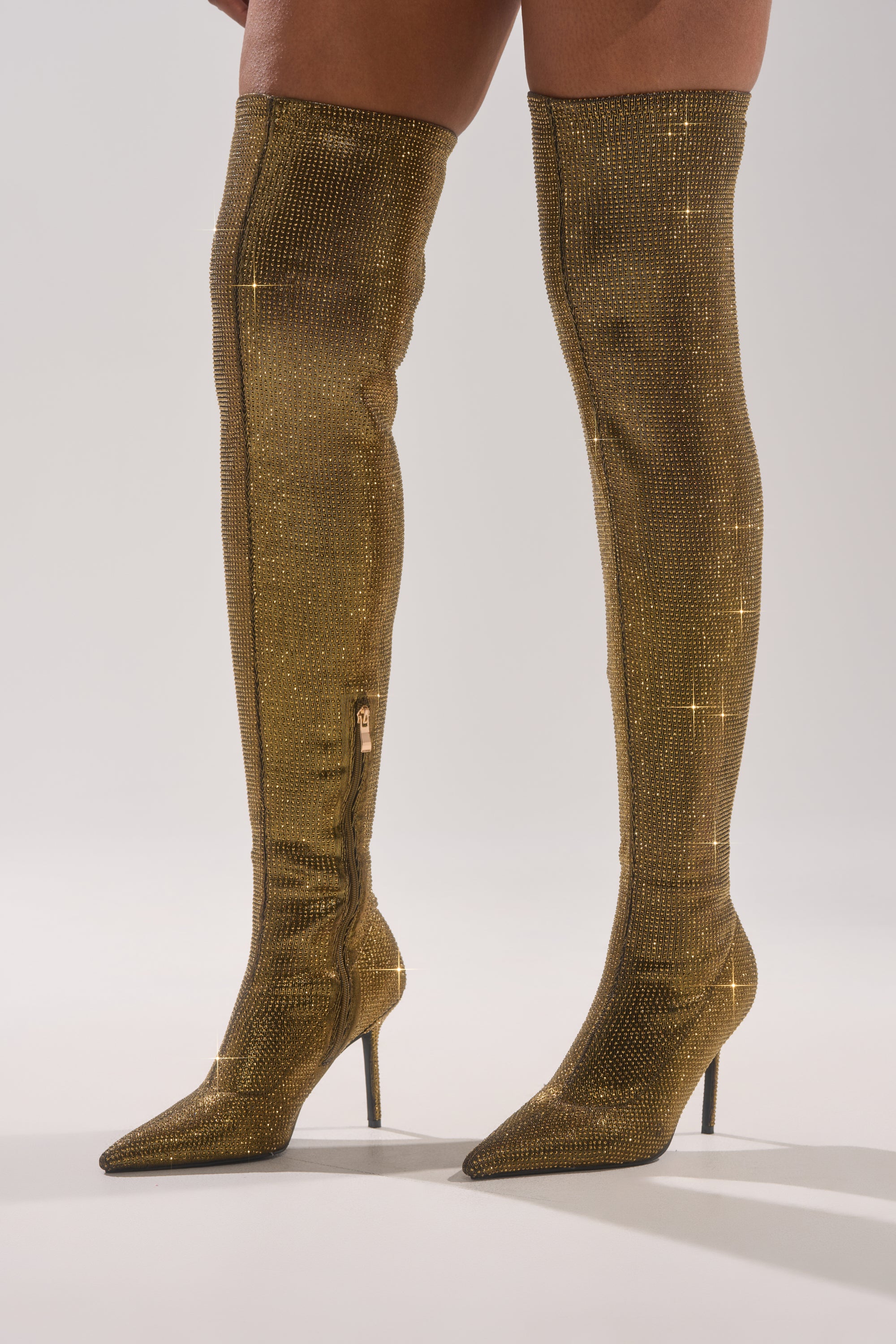 AKIRA GOLD SELMA GOLD SPARKLE OVER THE KNEE BOOT - Image 3
