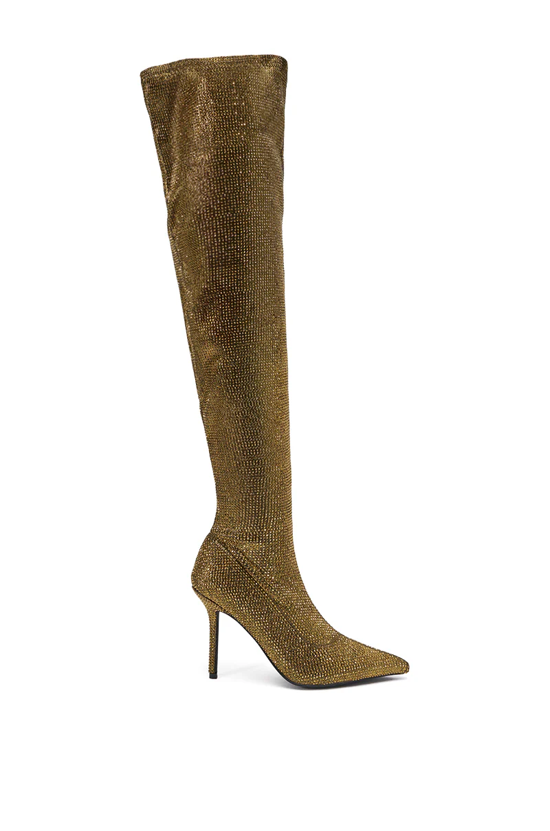 AKIRA GOLD SELMA GOLD SPARKLE OVER THE KNEE BOOT - Image 4