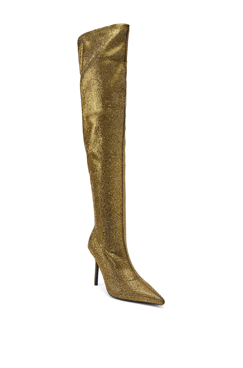 AKIRA GOLD SELMA GOLD SPARKLE OVER THE KNEE BOOT - Image 5