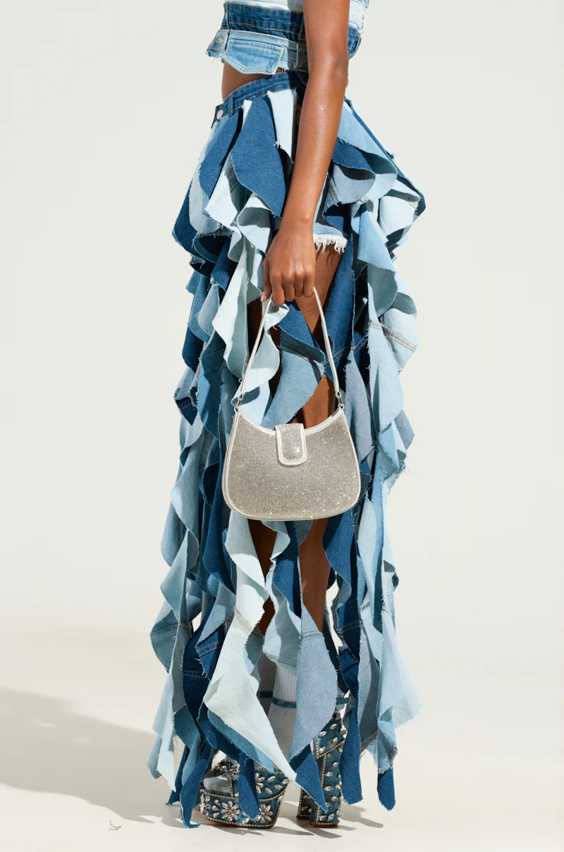 ALESSANDRA DRAMATIC DENIM MAXI SKIRT - Image 5