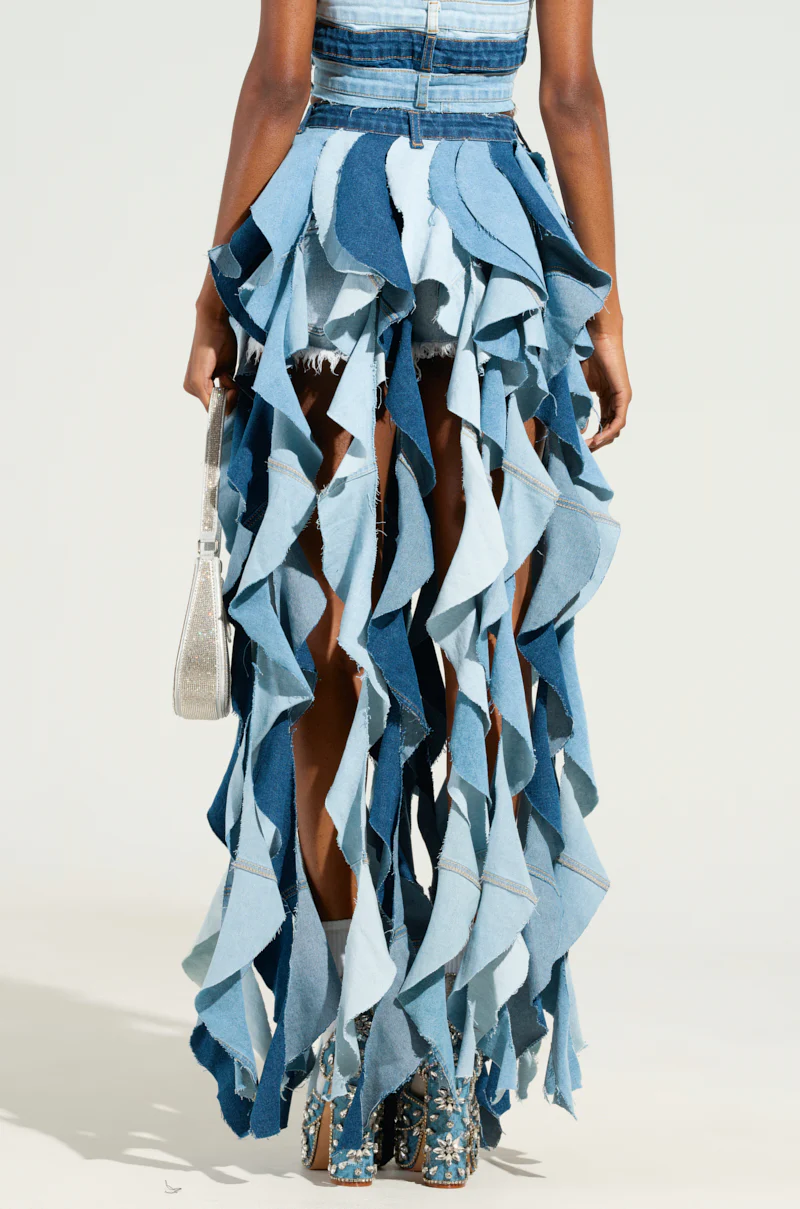 ALESSANDRA DRAMATIC DENIM MAXI SKIRT - Image 6