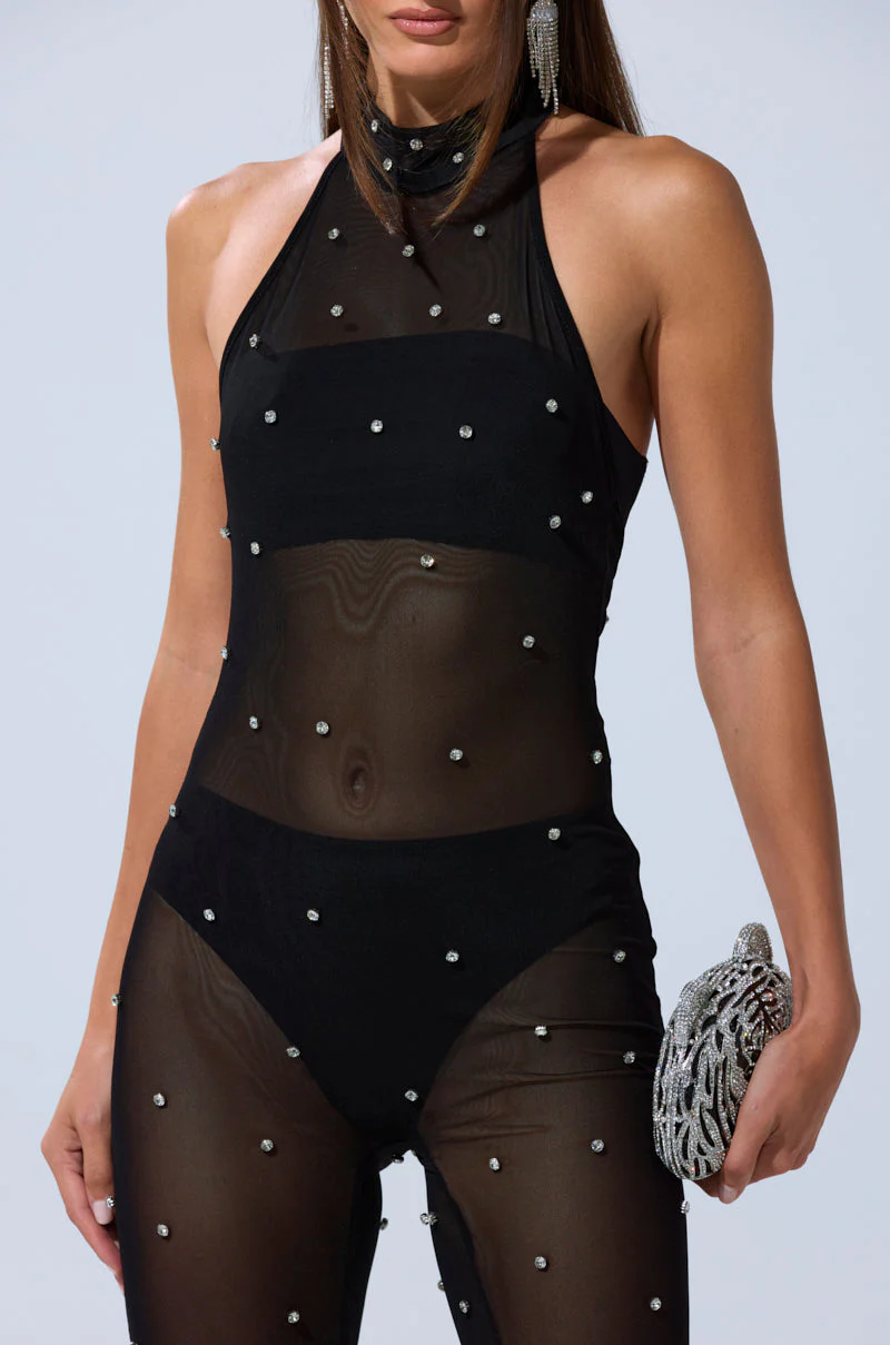 ALEX RHINESTONE MESH JUMPSUIT - Image 10