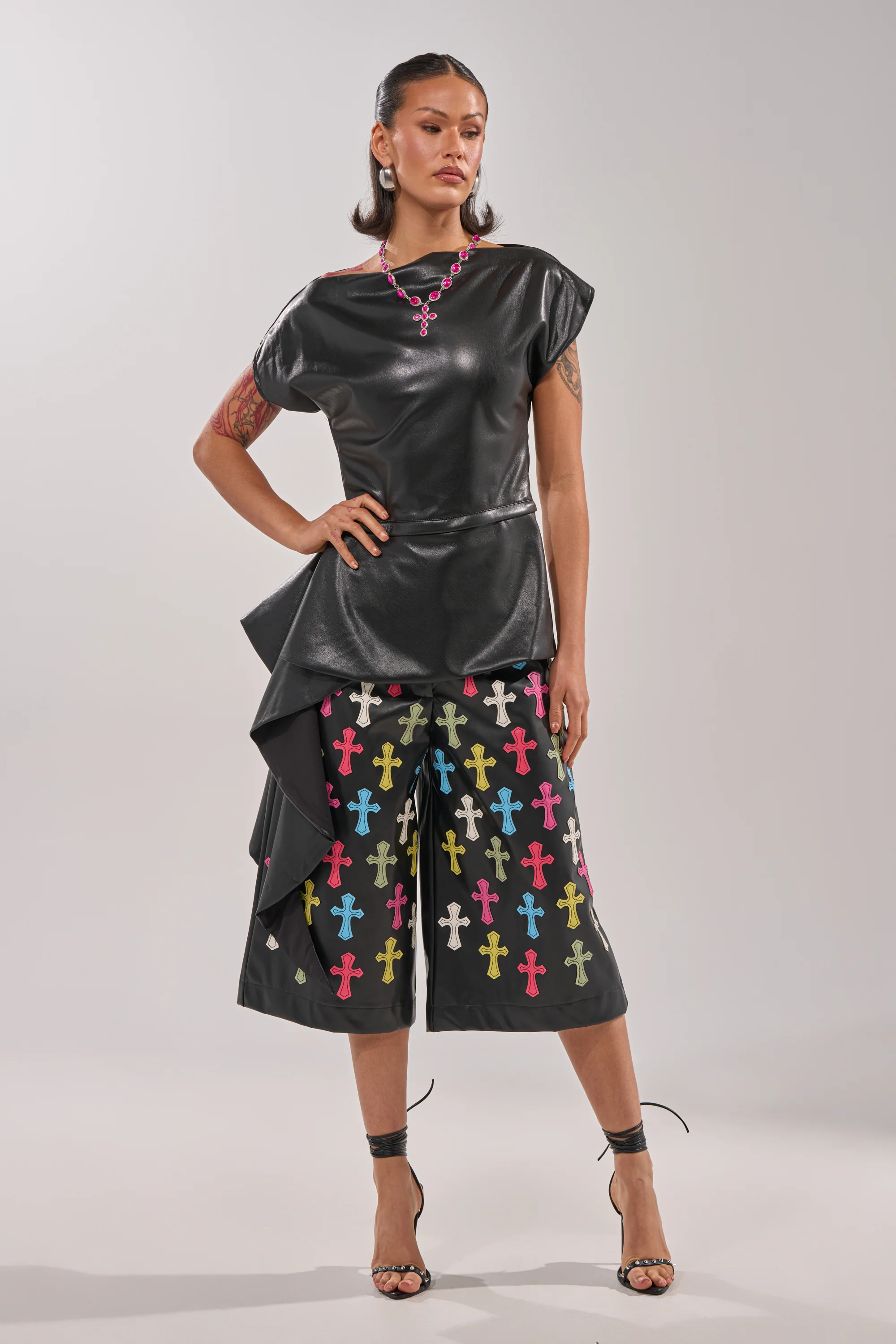 ALEXA FAUX LEATHER BLOUSE - Image 10