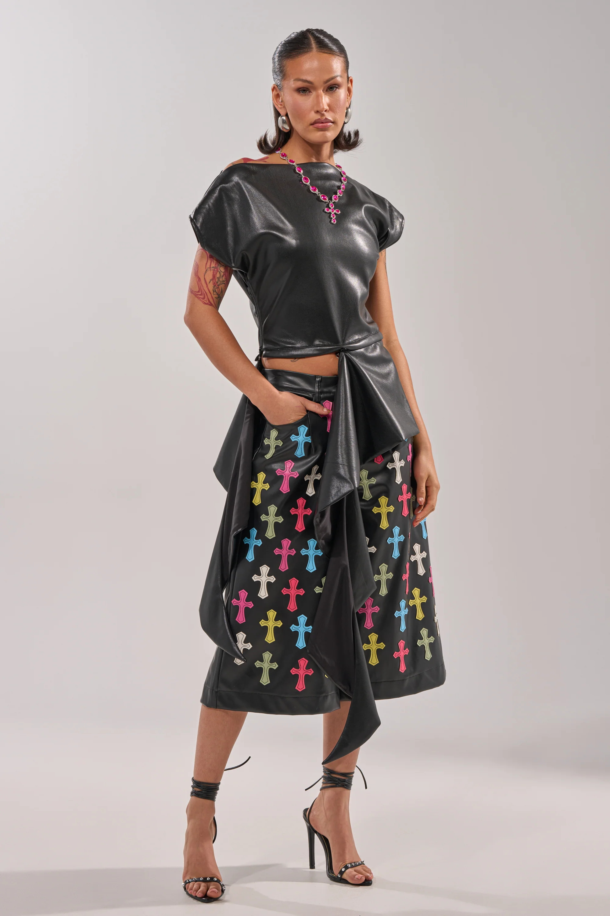ALEXA FAUX LEATHER BLOUSE - Image 11