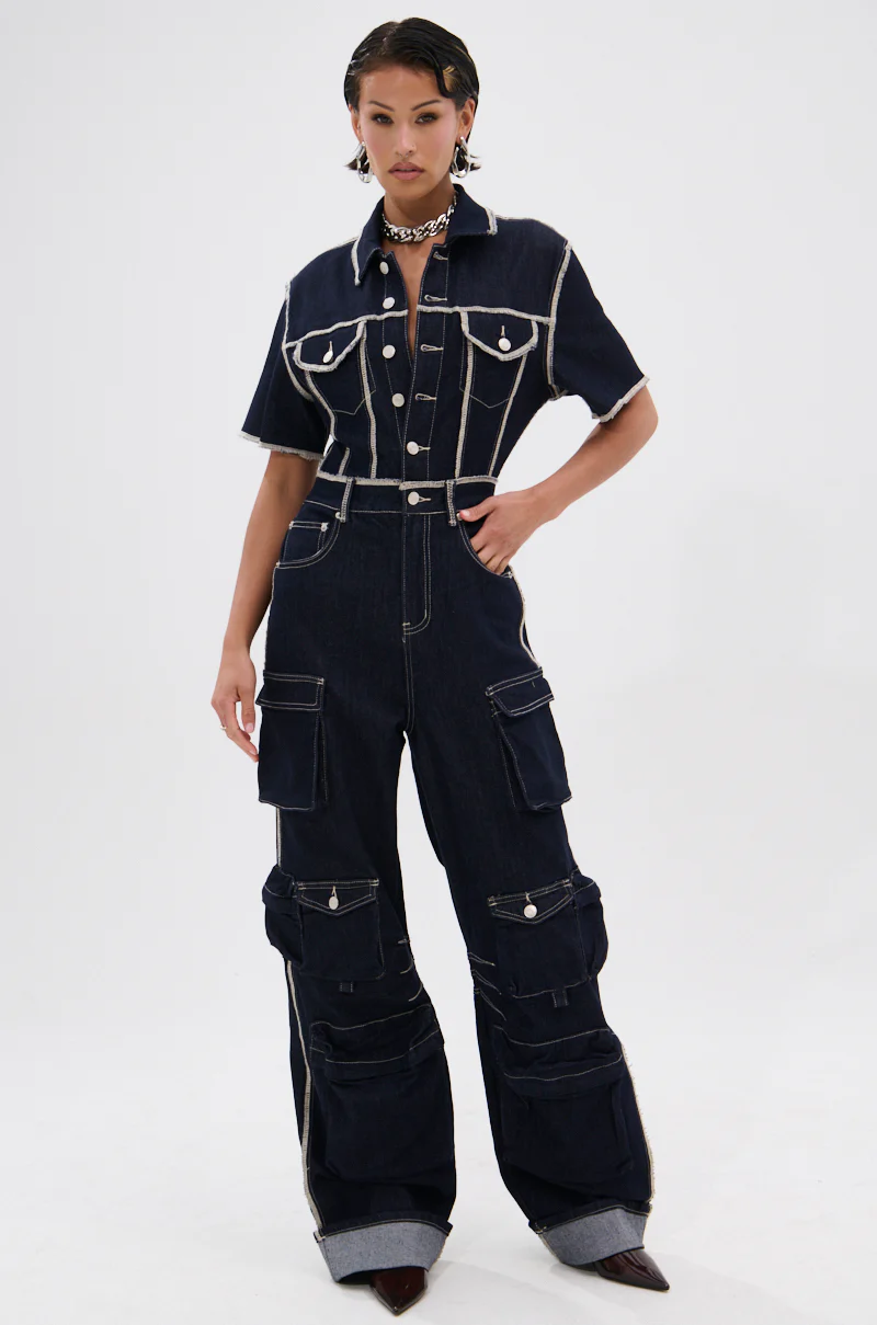 ALEXANDRA DENIM CARGO JUMPSUIT - Image 2