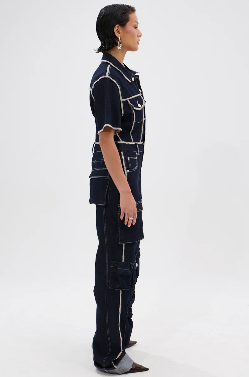 ALEXANDRA DENIM CARGO JUMPSUIT - Image 3