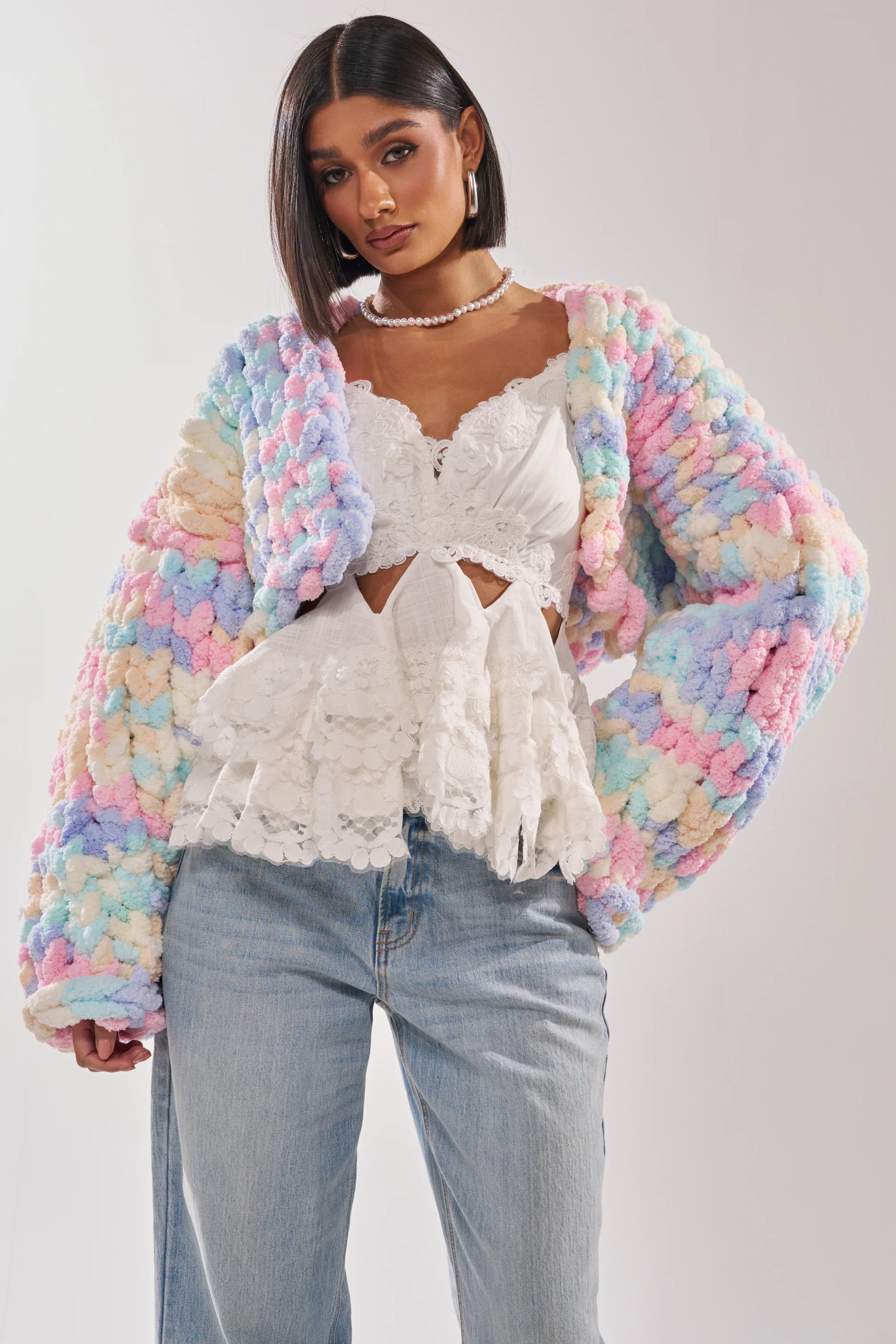 ALIA CHUNKY CHENILLE KNIT CARDIGAN - Image 2