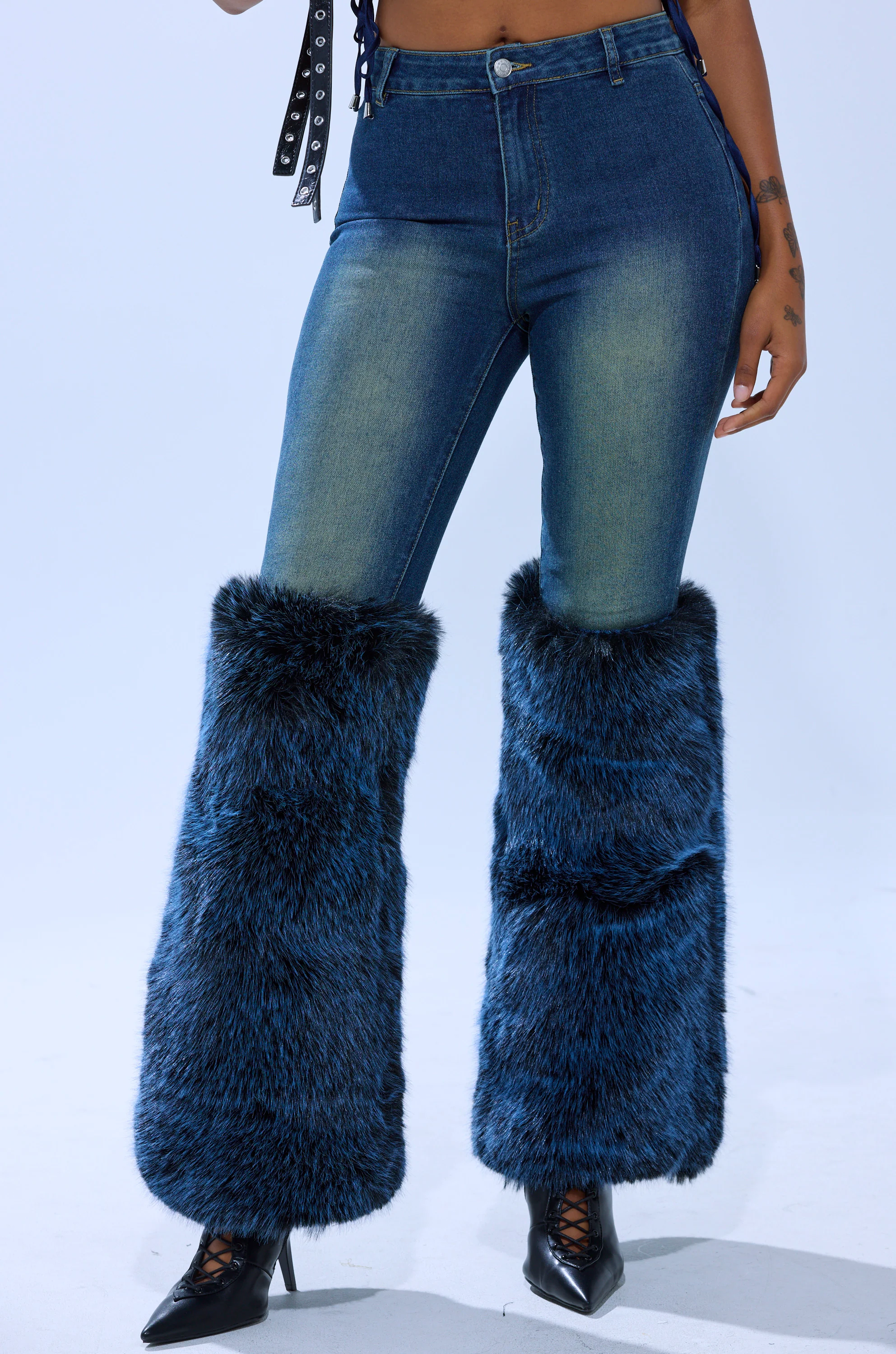 ALL A DREAM DENIM PANT WITH FUR CUFFS - Image 2