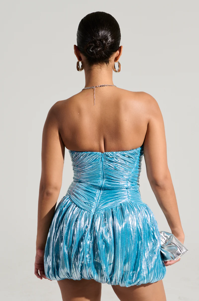 ALL ABOUT ME SATIN BUBBLE MINI DRESS - Image 4