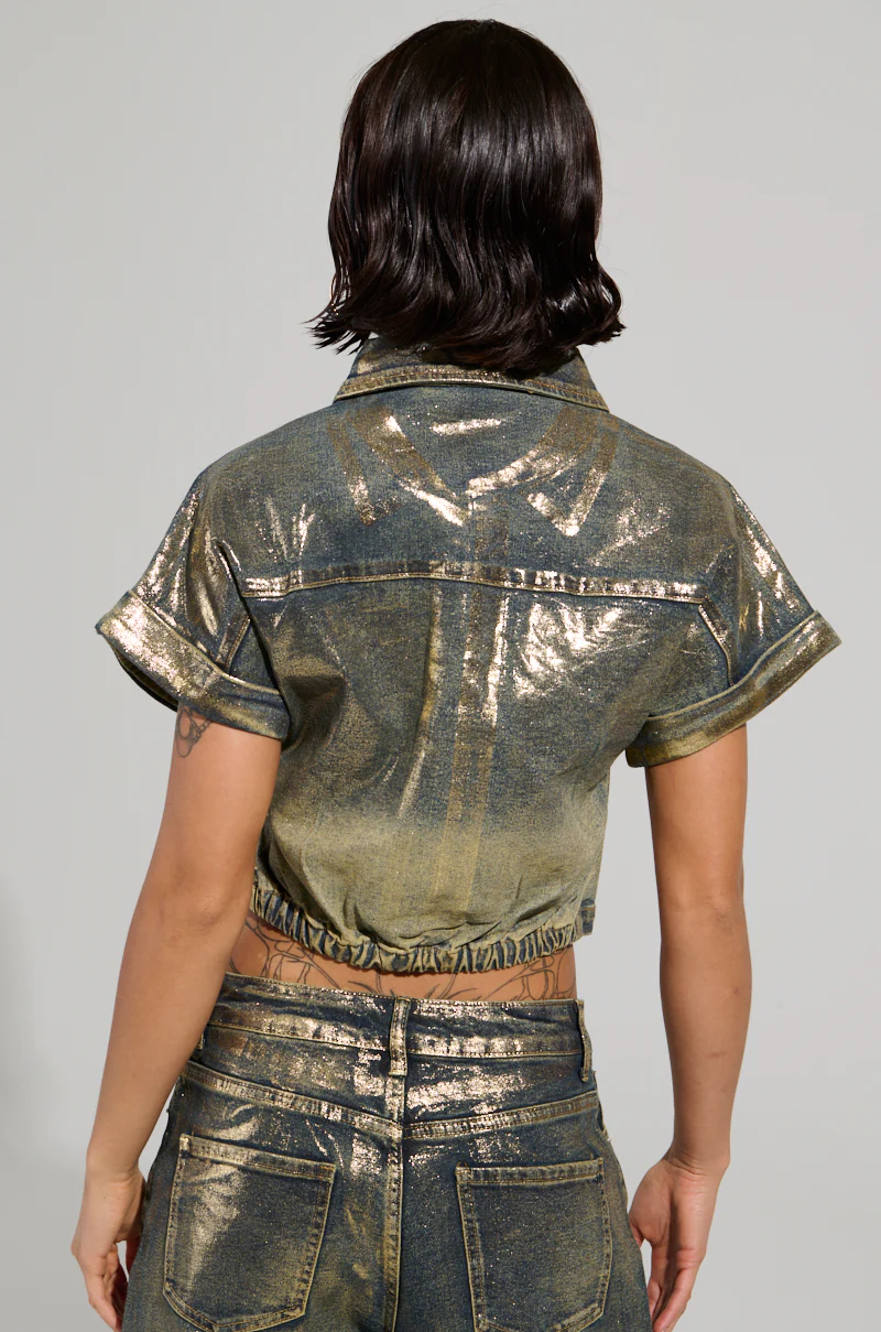 ALL ABOUT THAT SHINE BUTTON DOWN TOP - Image 4