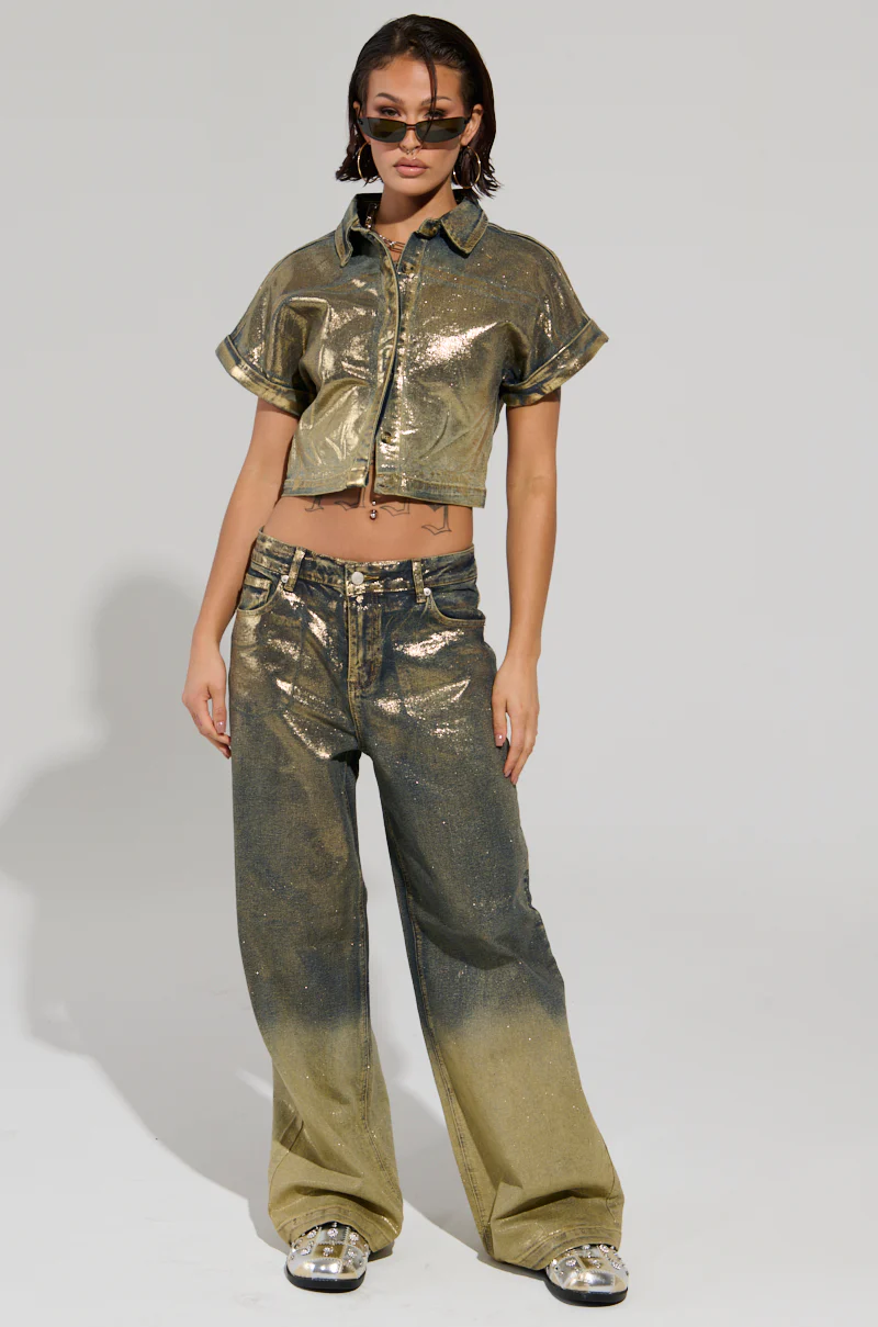 ALL ABOUT THAT SHINE BUTTON DOWN TOP - Image 5
