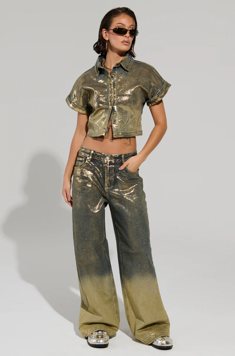 ALL ABOUT THAT SHINE BUTTON DOWN TOP - Image 6
