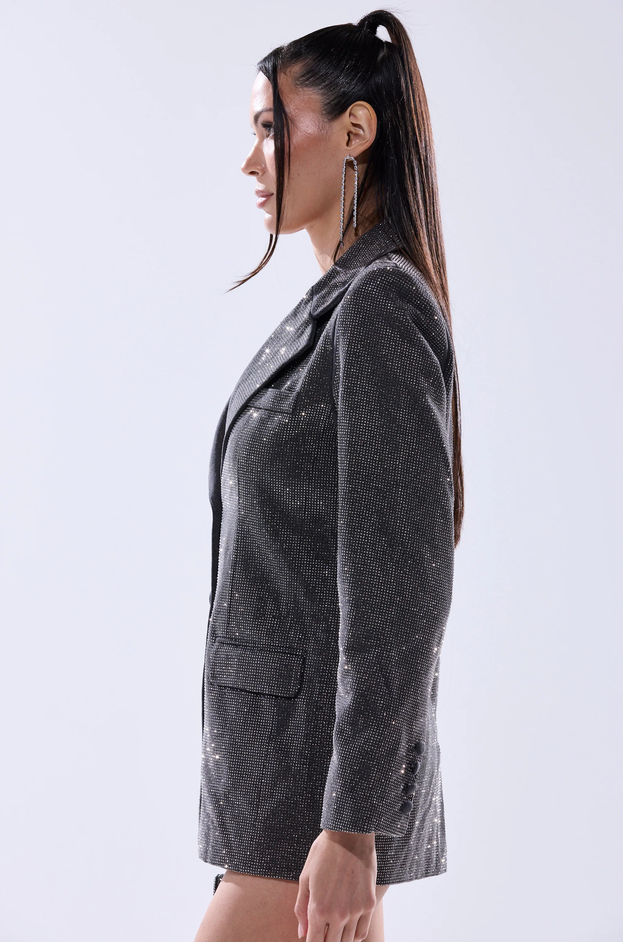ALL EYES ON ME EMBELLISHED DENIM BLAZER - Image 5