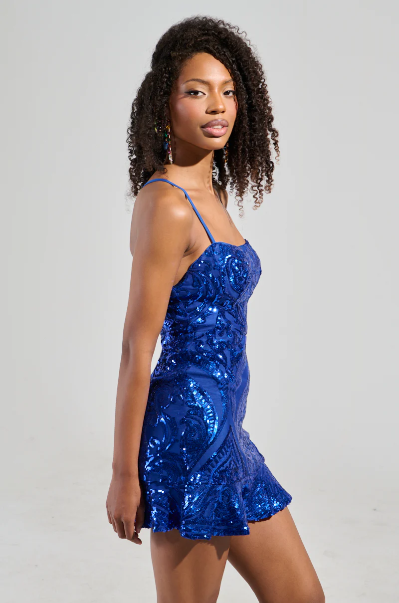 ALL EYES ON ME PRINTED SEQUIN MINI DRESS - Image 3