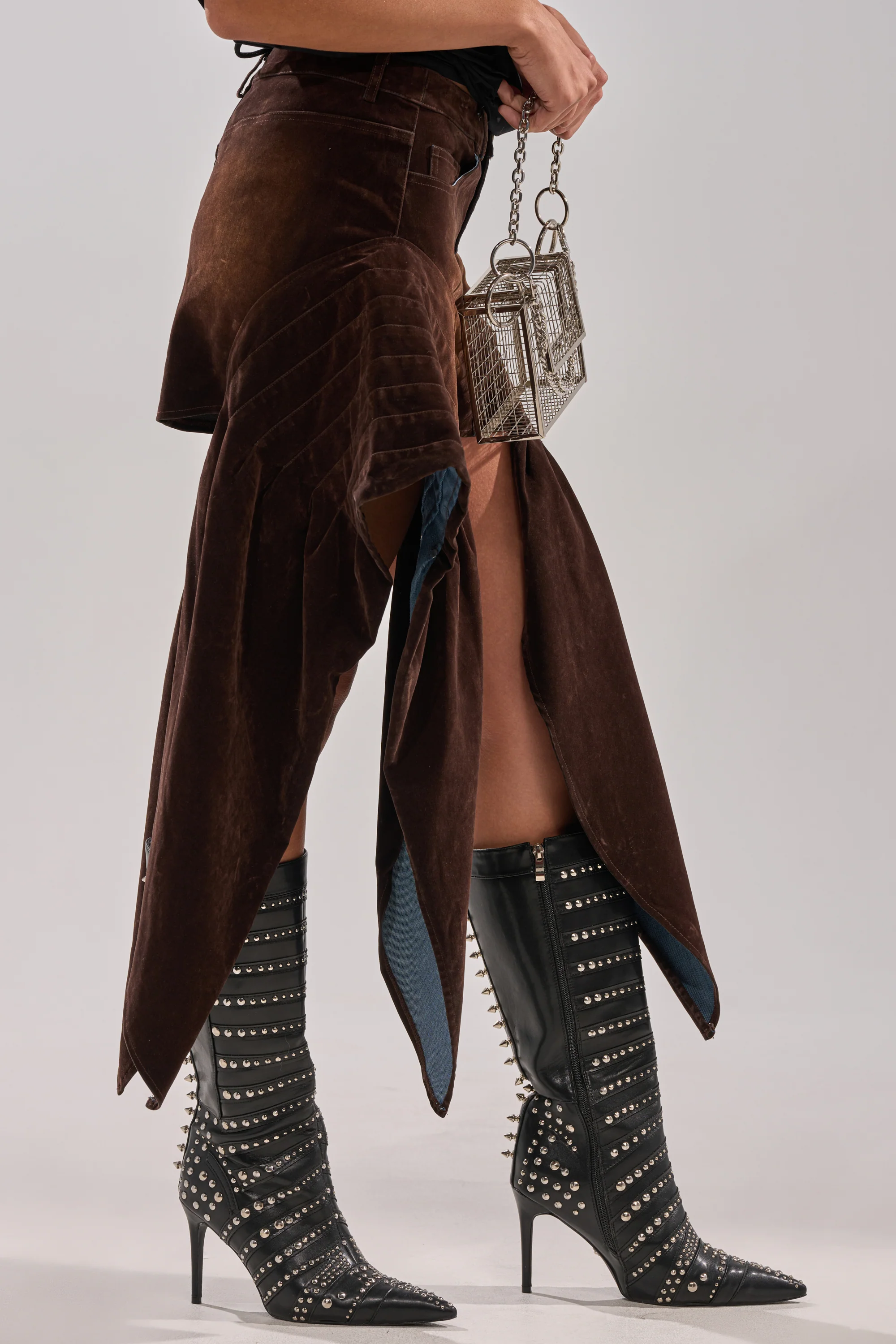 ALL FOR IN VELVET DENIM MINI SKIRT - Image 5