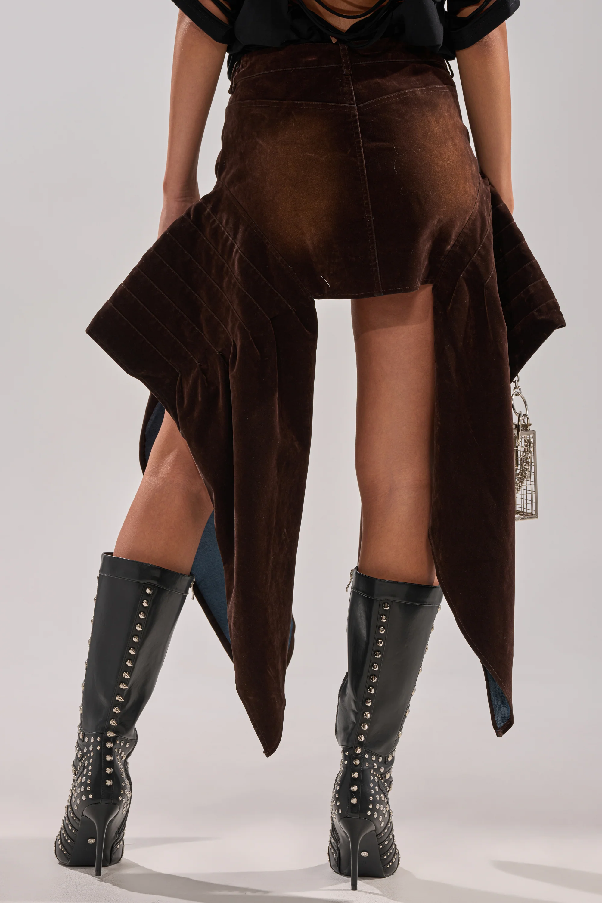 ALL FOR IN VELVET DENIM MINI SKIRT - Image 6