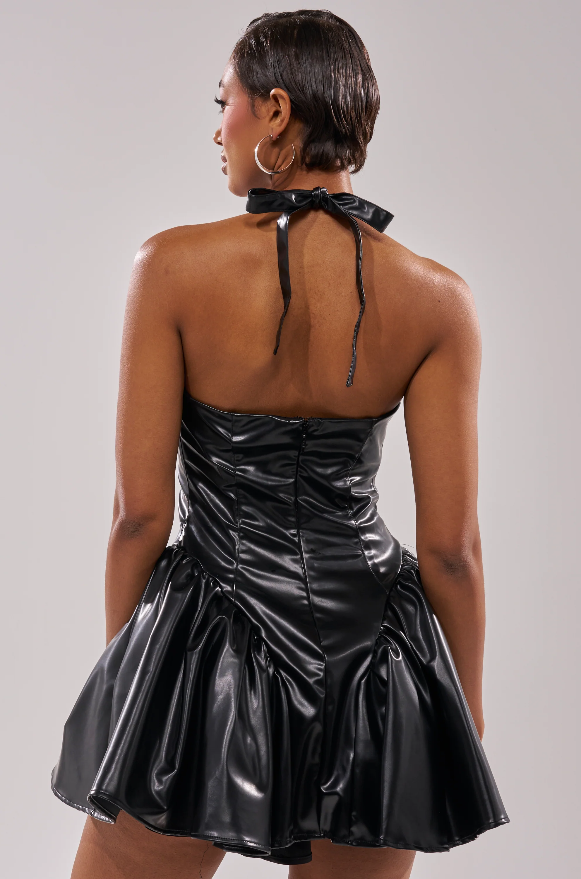ALL FOR LOVE PU MINI DRESS IN BLACK - Image 4