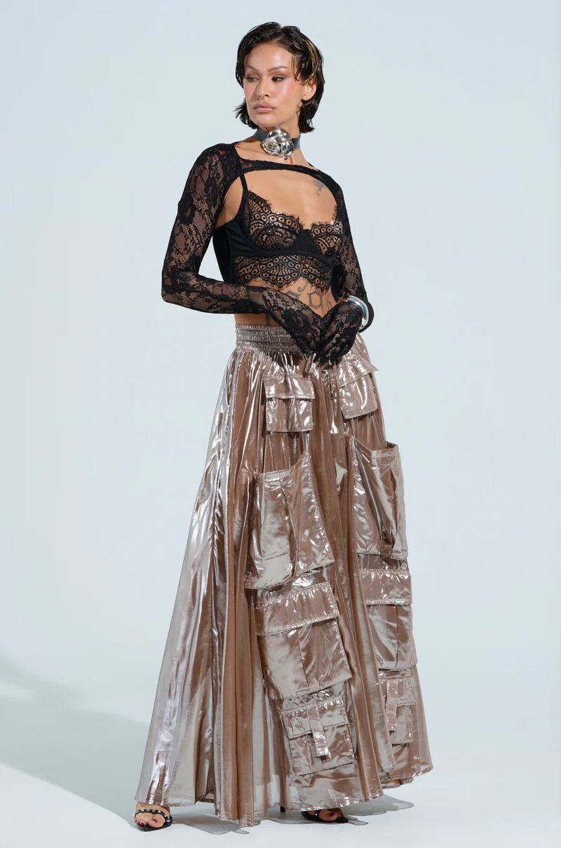 ALL I NEED METALLIC MAXI CARGO SKIRT - Image 5