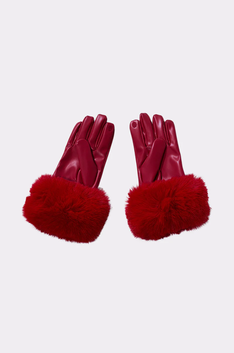 ALL I WANT IS MONEY RED FUR GLOVES - Image 4