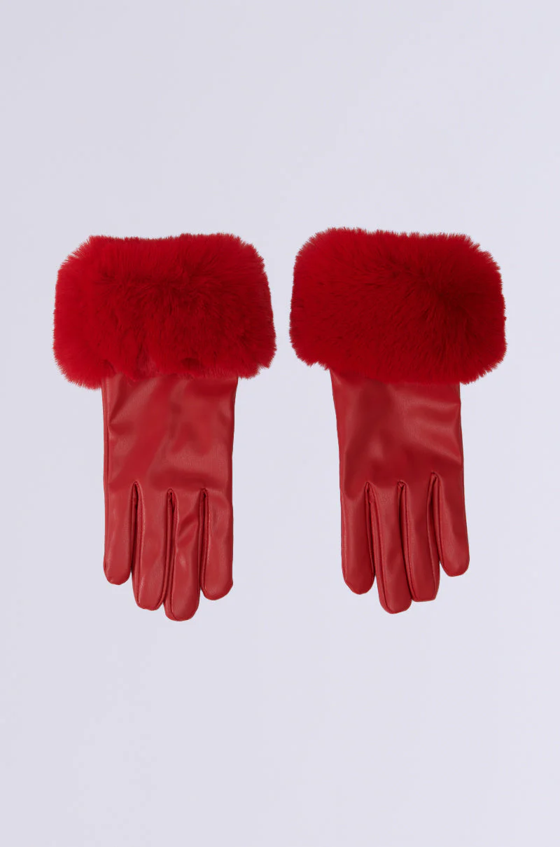 ALL I WANT IS MONEY RED FUR GLOVES - Image 5