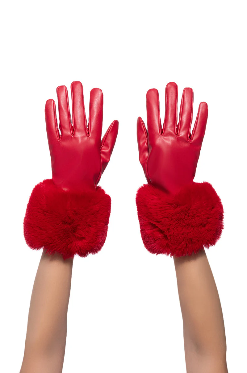 ALL I WANT IS MONEY RED FUR GLOVES - Image 7